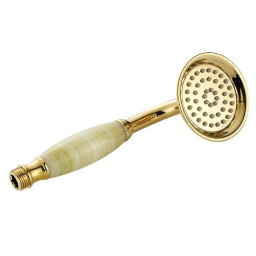 Wuyangcun Retro Vintage Handbrause Edelstahl Duschkopf mit Natürliche Jade Griff Antik Brausekopf Dusche Armatur Brause von Wuyangcun