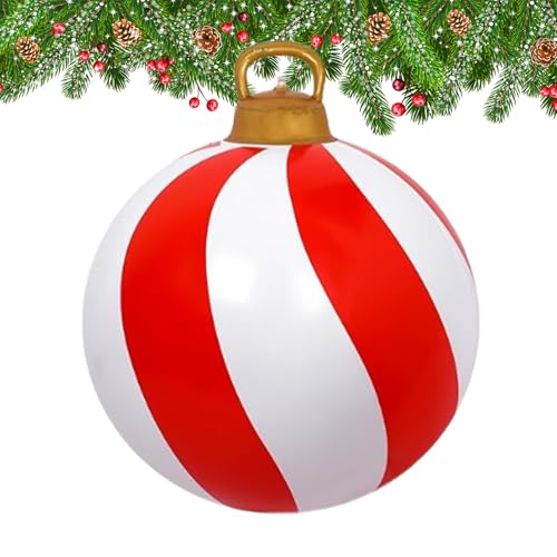 Wuyooprt Aufblasbare Weihnachtskugel | 60 cm Weihnachtsdekoration Kugel Deko | Rot Weiße Festliche Deko für Garten Wohnzimmer Winterfest | Party Vorgarten Fest Dekoration von Wuyooprt