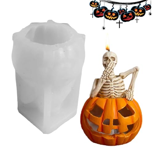 Wuyooprt Halloween Silikonformen | Harz-Kerzenformen für -Schädel - Silikonform Für Handgemachte Seifen Aromatherapie Kuchen Süßigkeiten Gespenstisch von Wuyooprt