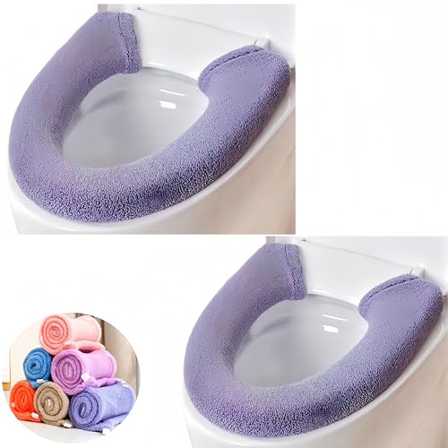 2 x dickere, weiche WC-Sitzbezüge für das Badezimmer, WC-Deckelbezug, Kissen, weich, dick, dehnbar von Wuyue Hua