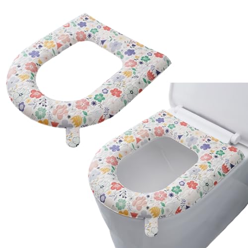 Wuyue Hua 2 x WC-Sitzbezug, Toilettensitzwärmer, länglicher Toilettensitzbezug, gepolstertes Toilettensitzkissen, O-förmig, waschbar oder tragbar, WC-Deckel-Tankabdeckung von Wuyue Hua