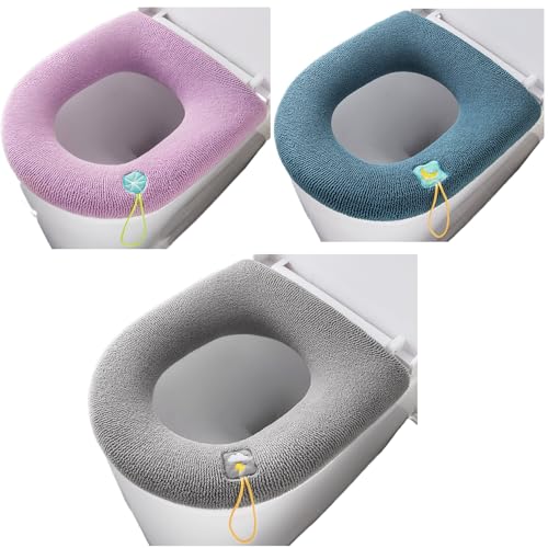 3 x dickere, weiche WC-Sitzbezüge mit Griff, WC-Deckelbezug, Kissen, weich, dicker, dehnbar, waschbar, passend für alle ovalen WC-Sitze 3 x dickere, weiche WC-Sitzbezüge mit Griff, WC-Deckelbezug, Kissen, weich, dicker, dehnbar, waschbar, passend für alle ovalen WC-Sitze von Wuyue Hua