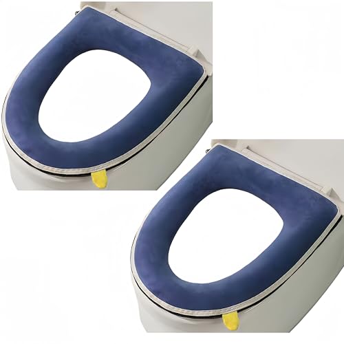 Wuyue Hua 2 Stück dickere Badezimmer Weiche Toilettensitzbezug Pad mit Griff Toilettendeckel Abdeckung Kissen Weich Dicker Waschbar Passt auf alle ovalen WC-Sitze von Wuyue Hua
