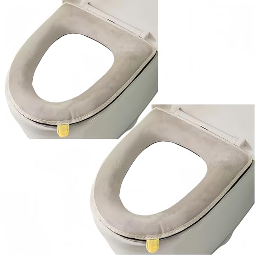 Wuyue Hua 2 Stück dickere Badezimmer weiche Toilettensitzbezug Pad mit Griff Toilettendeckel Bezug Kissen weich dicker waschbar passt auf alle ovalen WC-Sitze (grau) Wuyue Hua 2 Stück dickere Badezimmer weiche Toilettensitzbezug Pad mit Griff Toilettendeckel Bezug Kissen weich dicker waschbar passt auf alle ovalen WC-Sitze (grau) von Wuyue Hua