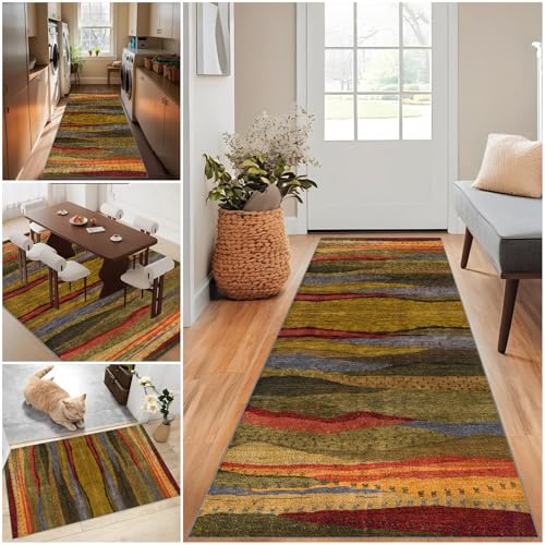 Wuzqju Läufer Teppich Flur Küche Waschbar rutschfest Abstraktes Geometrisches Muster Grau Lang Teppichmatte Dauerhaft Meterware Anpassbar Fur Korridor Wohnzimmer Schlafzimmer 70 x 140 cm von Wuzqju