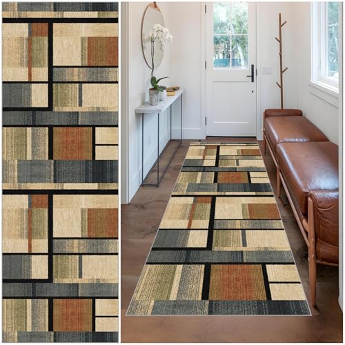 Wuzqju Teppich Läufer Flur 110 x 180 cm rutschfest Küchenteppich Waschbar Läufer Flur Teppich Modern Bettvorleger Schlafzimmer Eingangsteppich Innen Lang Läufer Teppich Küchenteppich Meterware von Wuzqju