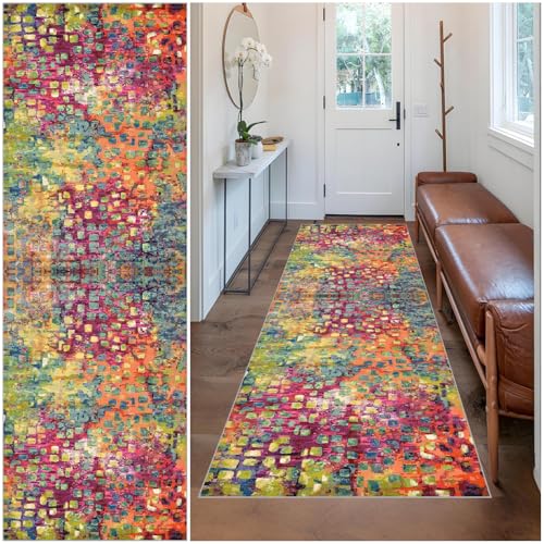 Wuzqju Teppich Läufer Flur 60 x 350 cm rutschfest Flur Teppich Läufer Küchenteppich Vintage Teppich Läufer Flur Waschbar Küchenteppich für Flur Küche Schlafzimmer Anpassbar Teppichläufer Meterware von Wuzqju