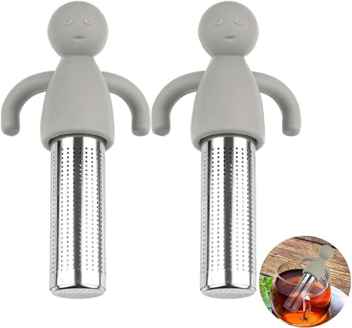 2 Stück Stainless Steel Tea Strainer, Kreatives Tee-Filter mit Silikongriff,Tragbar Metall Teebeutel Teesieb für Teekannen, Tassen, Teeflaschen（grau und blau） von Wvu & Wvo