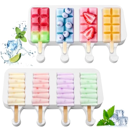 Eisformen Eis am Stiel,2er Pack Eisformen BPA-freie Wiederverwendbare Eis am Stiel Formen, Stapelbare DIY Silikon-Eisformen zur Herstellung von Eiscreme mit Milch, Kokosmilch oder Joghurt Eisformen Eis am Stiel,2er Pack Eisformen BPA-freie Wiederverwendbare Eis am Stiel Formen, Stapelbare DIY Silikon-Eisformen zur Herstellung von Eiscreme mit Milch, Kokosmilch oder Joghurt von Wvu & Wvo