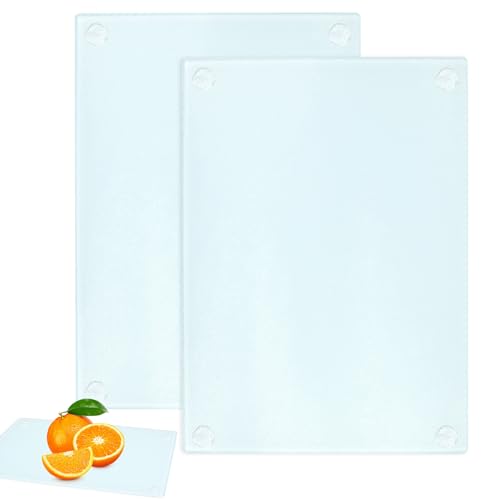 Glass Chopping Board, Schneidbrett aus Glas 28x20cm, Küchenbrett, Schneidbrett transparentes mit rutschhemmenden Füßchen, Hygienisch, Hitzebestädig Glass Chopping Board, Schneidbrett aus Glas 28x20cm, Küchenbrett, Schneidbrett transparentes mit rutschhemmenden Füßchen, Hygienisch, Hitzebestädig von Wvu & Wvo