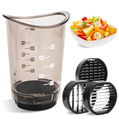 Obstschneider, Abnehmbarer Tassen Obstschneiderbecher mit Druckplatte, Tassenschneider Obst Multifunktionaler Erdbeerschneider Bananenschneider mit Fruchtschneider Schutzkappe für Obst, Gemüse, Banan von Wvu & Wvo