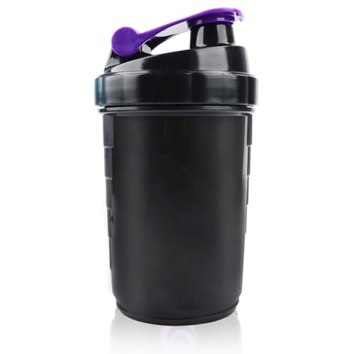 Premium Protein Shaker 500ml mit Ablenkungssieb und Skala-auslaufsicher-BPA-frei für die Herstellung von delikaten Workout Protein Shakes, Gym Fitness Cup mit Pulverfach und 3 Tabletten Organizer von Wvu & Wvo