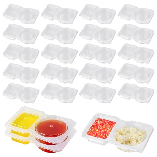Wvu & Wvo Reusable Snack Pack Containers, Double Compartment Snack Containers with Lids, Thickened and Portable Reusable Snack Packs,Double Compartment Condiment Container (20Pcs) von Wvu & Wvo