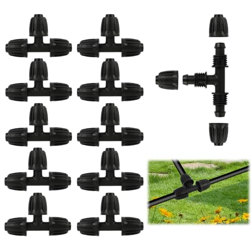 10 Stück T-Stück Verbinder für Tropfbewässerungssysteme,Micro-Drip-System T-Stück, 1/2 Zoll Innendurchmesser, 16 mm Außendurchmesser, Robust und Langlebig, für Garten und Landwirtschaft (T-förmige) von Wvxilyr