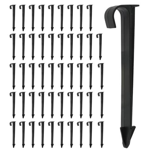 50 Stück Gartenschlauch Anker, Micro Drip Rohrhalter, Tropfschlauch Erdanker, Befestigungsanker für Tropfschlauch und Perlschlauch, für Garten, Rasen und Patio, Schwarz (Steckgabel) von Wvxilyr