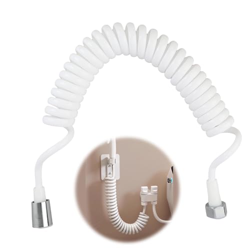 Badezimmer Federtyp Wasserschlauch, Teleskopischer Brauseschlauch, Bidet Federschlauch, Spiral Brauseschlauch Für Wasserhahn, Teleskopischer Duschschlauch, für Handbrause, Bidet, 3 meter Weiß von Wvxilyr