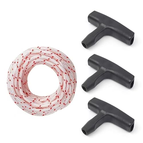 Starter Zugschnur, Starter Seil 10-Meter 3,0 mm Ziehen Schnur mit 3 Stücke Starter Griff, für Rasenmäher und Gartengeräte, universell einsetzbar für Kettensägen, Trimmer, Edger und Bürstenschneider von Wvxilyr