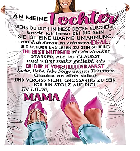 Wwjpet Kuscheldecke Personalisierte Decke An Meine Tochter,Mama zu Tochter Super Weiche Decke,Mutter für Tochter für Tagesdecke Wohnzimmerdecke Tv-Decken Geschenk,14,150 * 200cm von Wwjpet