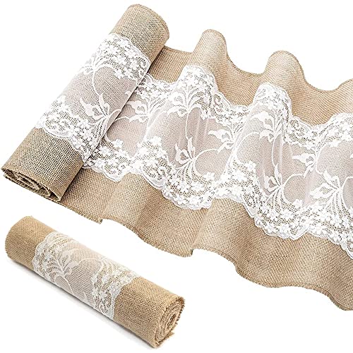 Tischläufer aus Sackleinen, Tischdecke Spitze, Jute Tischläufer, Tischläufer aus Jute, Sahne Spitze Tischläufer, Jute Tischdecke, Elegante Tischband, für Hochzeit, Festival Party, Eventdekorationen von Wwmstlkx