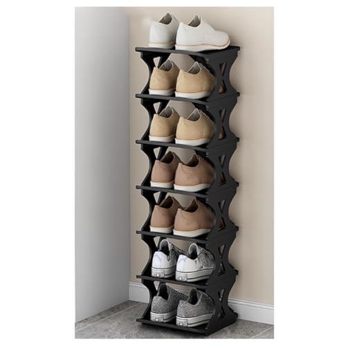 WxMTykx Mehrschichtiger Schuhregal-Organizer 7-stufiges Vertikales Schuhregal Stapelbarer Schuhaufbewahrungsorganisator DIY-schmales Schuhregal Einfach Zu Montieren Für Eingangsbereich,Flur (Color : von WxMTykx