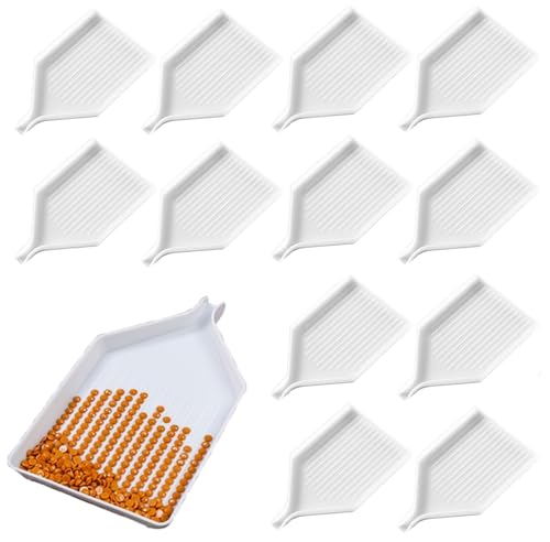 Diamant Malerei Tabletts,12 Stück Diamond Painting Tray Diamant Malerei Kunststofftablett,Diamond Painting Schiffchen,für DIY Diamant Nail Art Kreuz Nähzubehör von Wxinsheng