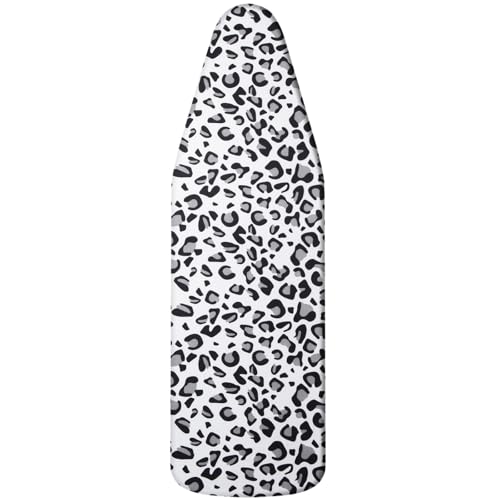 Bügelbrettbezug 120X40 Schwarzer Leopard Druck Mit Wärmereflexion Und Schnellbügelfunktion, bezug bügelbrett Ausgestattet Mit Zugseil Und Polsterung, Hitzebeständig,Waschbar von Wxlmom