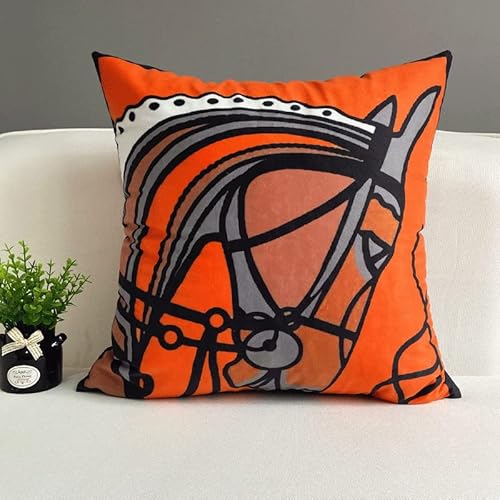 Kissenbezug 45x45 Orange Pferd Sofakissen Baumwoll und Leinen Dekokissen Quadrat Kissenbezüge mit Reißverschluss Outdoor Kissen- für Wohnzimmer Auto Schlafzimmer Kissenbezug 45x45 Orange Pferd Sofakissen Baumwoll und Leinen Dekokissen Quadrat Kissenbezüge mit Reißverschluss Outdoor Kissen- für Wohnzimmer Auto Schlafzimmer von Wxlmom