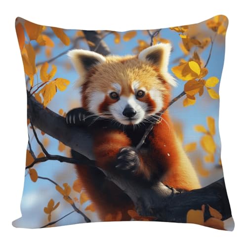 Kissenbezug 60X60 Rotbraune Panda Leinen Quadratisch Dekokissen,Kissenbezüge Mit Verstecktem Reißverschluss Für Sofa Couch Schlafzimmer Zuhause Auto Dekor,Waschbar von Wxlmom