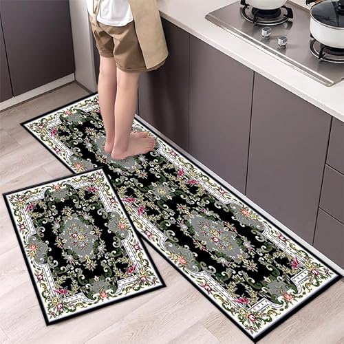 Küchenteppich 40X60Cm Schwarzes Muster Fussmatte Aussen Küchenläufeh Outdoor Balkon Teppich Waschbar rutschfest Läufer Läufer Flur Küche Küchenteppich 40X60Cm Schwarzes Muster Fussmatte Aussen Küchenläufeh Outdoor Balkon Teppich Waschbar rutschfest Läufer Läufer Flur Küche von Wxlmom