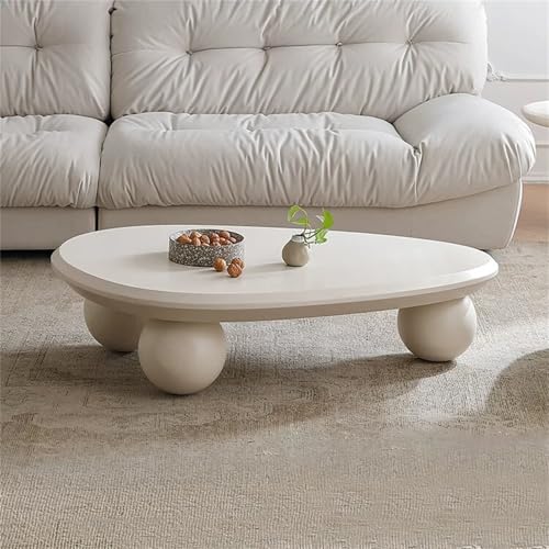 Wxnnx Moderner Couchtisch Aus Holz Unregelmäßiger Couchtisch Mit Cartoon-Motiv Niedriger in Wolkenform Mit 3 Kugelbeinen Für Wohnzimmer Und Schlafzimmer,Cream,39.37×25.59×11.81inch von Wxnnx