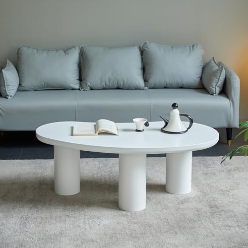 Wxnnx Unregelmäßiger, einzigartiger, weißer, niedlicher Mittelwolken-süßer Kaffeetisch, moderner Mid-Century-Tisch, verdickte Tischplatte, runde Ecken, Teetisch, für Büro, Lounge, Apartment von Wxnnx