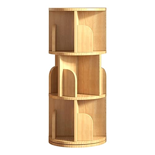 WxuuLTGJR Bücherregal Bücherregal mit großer Kapazität Massivholz Dreidimensionales drehbares Bücherregal Mehrschichtiges Bücherregal mit rundem Gestell Offene Bücherregale Sicherer von WxuuLTGJR