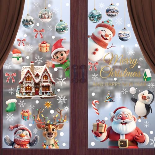 Fensterbilder Weihnachten Selbstklebend, Weihnachtsdeko Fenster Selbstklebend, Große Fensterbild für Kinder, Aquarell Weihnachtsdeko für Weihnachten Fenster, Weihnachtsmann Weihnachts Fensterbilder Fensterbilder Weihnachten Selbstklebend, Weihnachtsdeko Fenster Selbstklebend, Große Fensterbild für Kinder, Aquarell Weihnachtsdeko für Weihnachten Fenster, Weihnachtsmann Weihnachts Fensterbilder von Wybtbm
