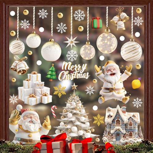 Fensterbilder Weihnachten Selbstklebend Weihnachtsfensterbilder Doppelseitig Fensterbild Weihnachten Wiederverwendbar, Fensterbild für Kinder, Kinder Fensterfolie Weihnachten Winter Static Fenster von Wybtbm