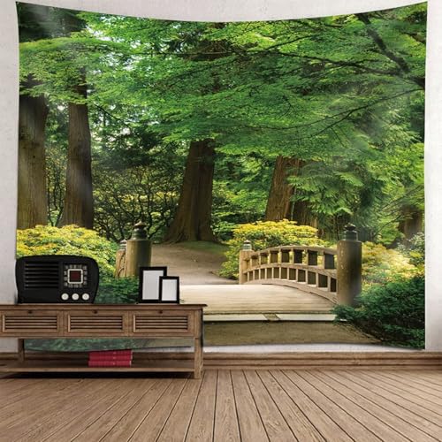 Wandteppich Natur Klein Wandtuch Grau Grün S Braun Wald und Holzwege Muster Mikrofaser 150X130cm (Breite x Höhe) von Wycian