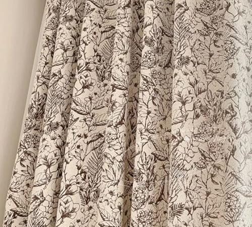 Wycian Gardinen Kurz Landhausstil Kurze Gardinen Verdunkelung Braun 2er Pack Blumenmuster H115 x B86 cm (2er Pack) Tuch von Wycian