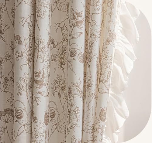 Wycian Lamellenvorhang Makramee Vorhang Fenster Khaki Verdunkelung 2er Pack Blumen- und Spitzenmuster H229 x B132 cm (2er Pack) Chenille von Wycian