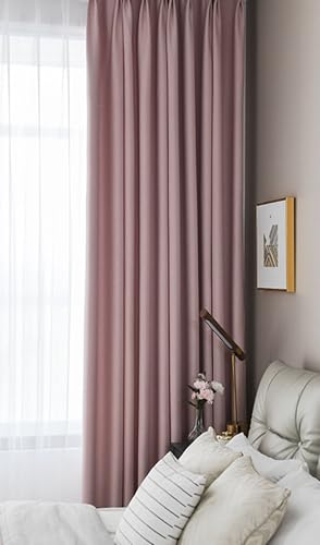 Wycian Landhausstil Leinenvorhänge Rosa Verdunkelung 2er Pack Unifarbe H138 x B132 cm (2er Pack) Leinen von Wycian