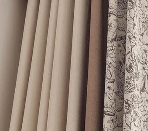 Wycian Landhausstil Makramee Vorhang Fenster Braun Verdunkelung 2er Pack Kombination Aus Volltonfarbe und Blumenmuster H214 x B102 cm (2er Pack) Tuch von Wycian