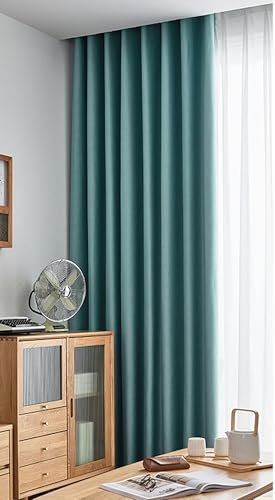 Wycian Landhausstil Vorhänge Leinen Blau Grün Verdunkelung 2er Pack Unifarbe H160 x B86 cm (2er Pack) Leinen von Wycian
