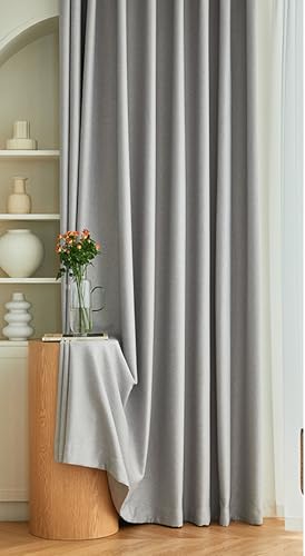 Wycian Scheibengardine Leinenvorhänge Hellgrau Verdunkelung 2er Pack Unifarbe H229 x B137 cm (2er Pack) Leinen von Wycian