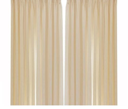 Wycian Scheibengardine Ösenvorhang Creme Beige Voile 2er Pack Blätter Muster H138 x B96 cm (2er Pack) Polyester von Wycian