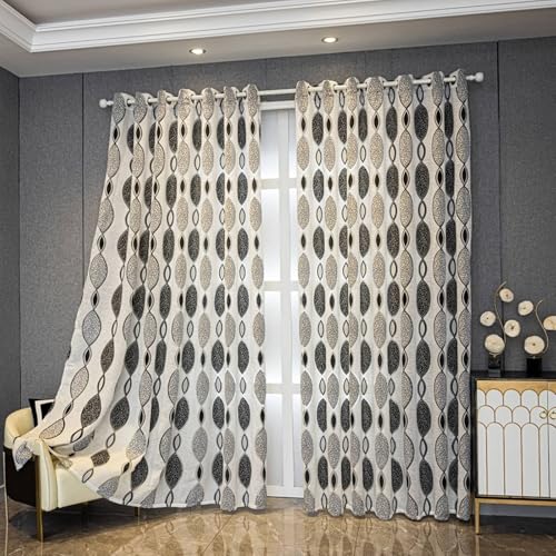 Wycian Vorhang Deko Organdy Vorhang Schwarz Grau 2er Pack mit Marquise-Formmuster H183 x B86 cm (2er Pack) Polyester von Wycian