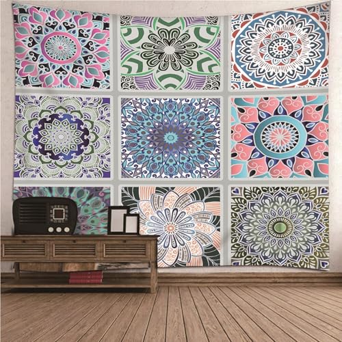 Wycian Wandbehang Schlafzimmer Wandbehang Hippie Bunt Mandala Im Indischen Stil Mikrofaser Wandbehang Draußen Upgrade Weich 150X130cm （Breite x Höhe） von Wycian