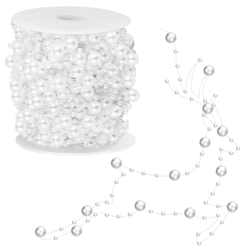 Perlenband Perlenkette Deko, 60M Perlen Hochzeit Deko, Hochzeit Perlenschnur, Dekorative Perlenband, Künstliches Perlenband Für DIY Handwerk Haarschmuck Tischdeko Hochzeits, Brautstrauß,Partydeko von Wydexint