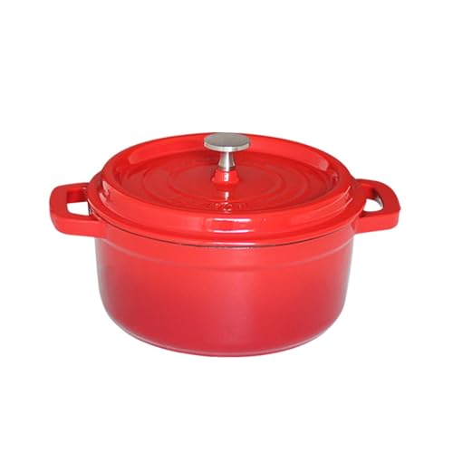 Auflaufform, Robuster Emaillierter Dutch Oven Mit Antihaftbeschichtung, Deckel Und Doppelgriffen, Sicherer Robuster Gusseisentopf, Zum Backen, Servieren Kochen, Und Induktionsgeeignet(B-Red) von Wygwlg
