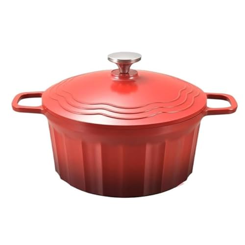 Dutch Oven Mit Deckel, Multifunktionaler Emaillierter Suppentopf Mit Deckel Und Antihaftbeschichtung, Robustes Kochgeschirr Gleichmäßiger Wärmeverteilung, Für Induktion, Backofen(Red) von Wygwlg