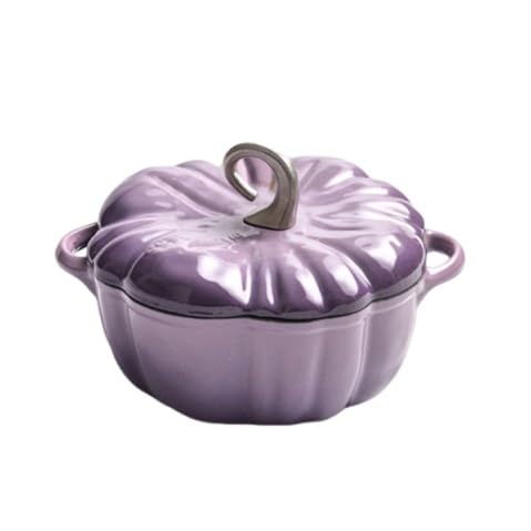 Emaillierter Dutch Oven Aus Gusseisen, Robuster, Antihaftbeschichteter Emaillierter Kürbis-Dutch Oven Mit Deckel Und Zwei Griffen, Gleichmäßig Universal-Küchentopf, Für Halloween(B 20cm/7.87in) von Wygwlg