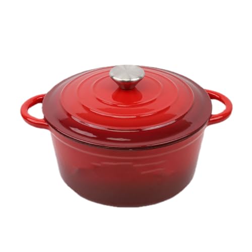 Emaillierter Kochtopf, Multifunktionaler Antihaftbeschichteter Emaillierter Dutch Oven Mit Deckel, Robustes Rundes Gusseisen-Kochgeschirr, Zum Backen, Servieren, Kochen Für Mikrowelle(Red) von Wygwlg