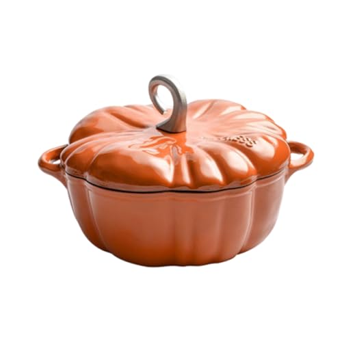 Emaillierter Kochtopf, Multifunktionaler Emaille-Kürbistopf Mit Deckel, Robuste Ofenfeste Und Antihaftbeschichtete Dutch Oven-Pfannen, Für Induktion Und Backofen Geeignet, Zum Braten(B20cm/7.87in) von Wygwlg